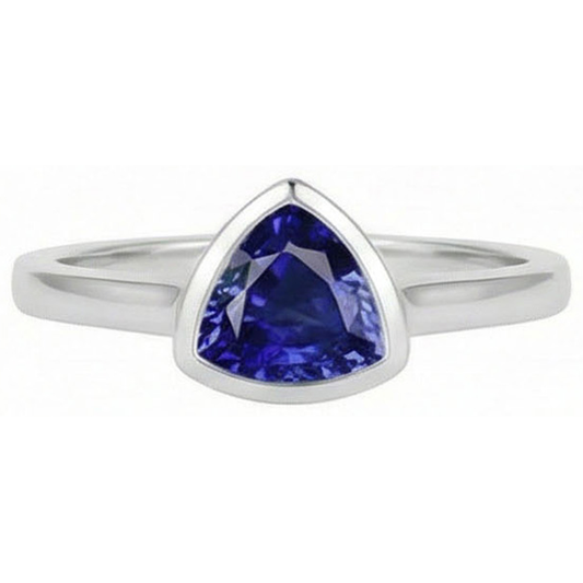 Trillion Cut Sapphire Ring In Bezel Set