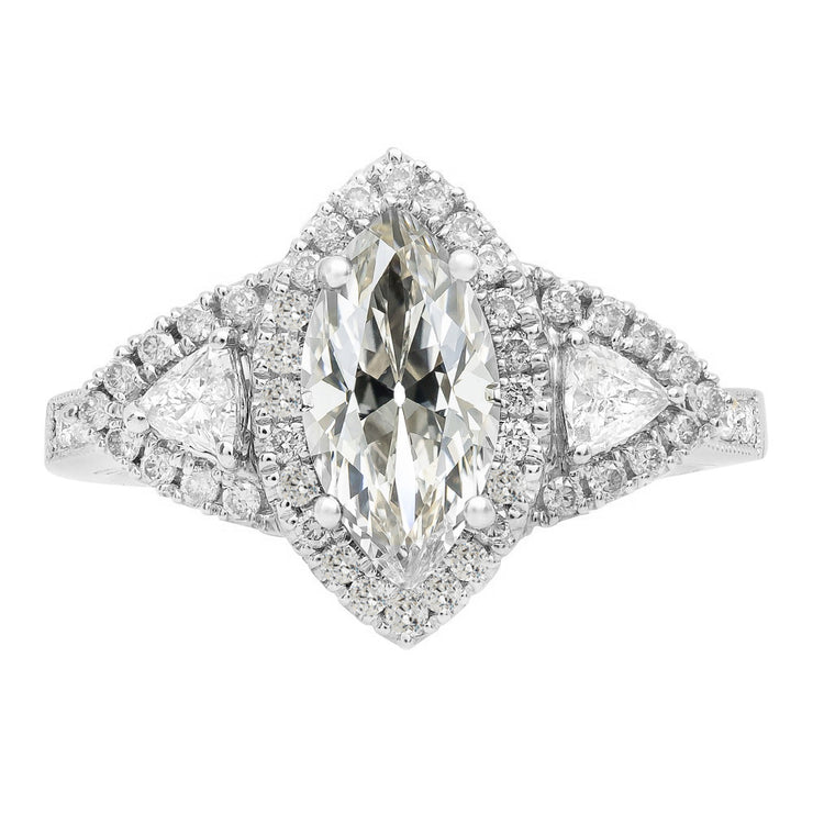 Trillion & Marquise Natural Old Miner Diamond Halo Ring 9.50 Carats Gold