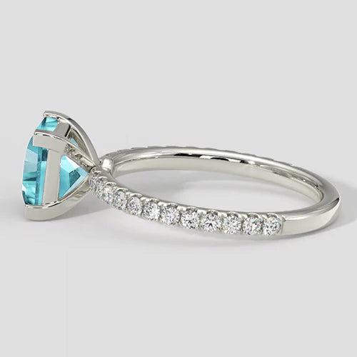Tropical Blue Cushion Paraiba Ring