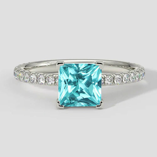 Tropical Blue Cushion Paraiba Ring