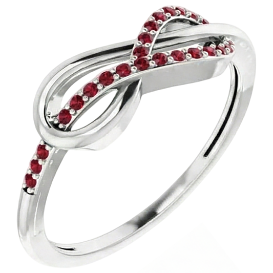 Twisted Ruby Infinity Ring White Gold 14K 1.25 Carats