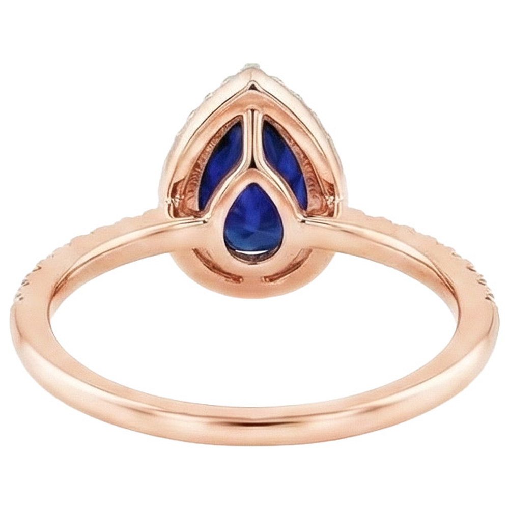 Two Tone Ceylon Pear Sapphire Natural Earth Mined Diamond Engagement Ring 6 Carats New