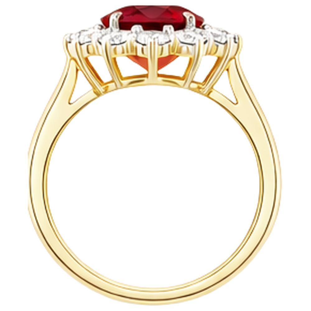 Two Tone Gold 14K 4.75 Ct Red Ruby With Natural Earth Mined Diamonds Ring New