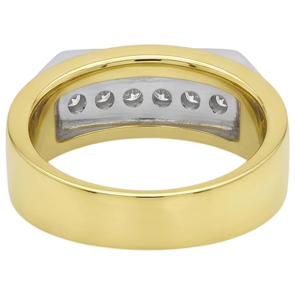 Two Tone Gold 14K Men Ring Band Princess Real Natural Earth Mined DIAMOND ( NOT LAB GROWN ) 0.72 Carats