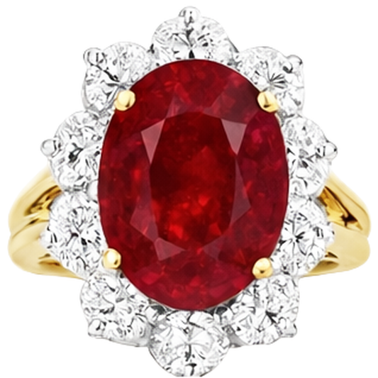 Two Tone Gold 3.50 Ct Brilliant Cut Ruby With Natural Earth Mined Diamonds Ring New