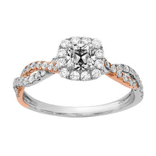 Two Tone Halo Old Mine Cut Real Diamond Ring Twisted Shank 2.50 Carats