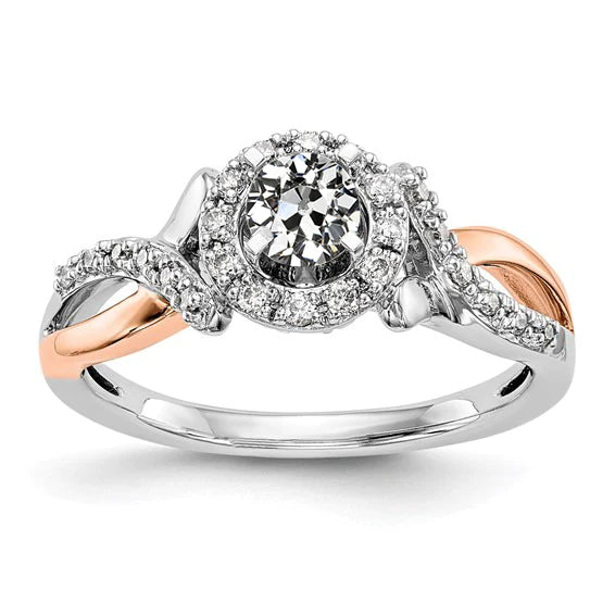 Two Tone Halo Round Old Miner Real Diamond Ring Split Shank 2.50 Carats