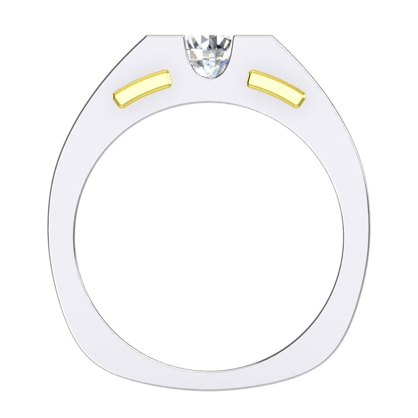 Two Tone Men's Real Solitaire Diamond Ring 1 Carat