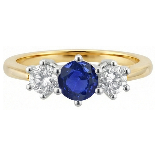 natural round sapphire 3.50ct ring side angle
