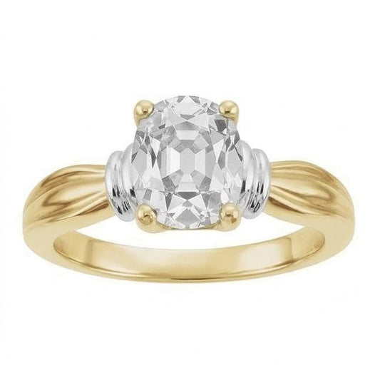 Natural Diamond Single Stone Ring 4.50 ct 14K Two Tone Gold – front view