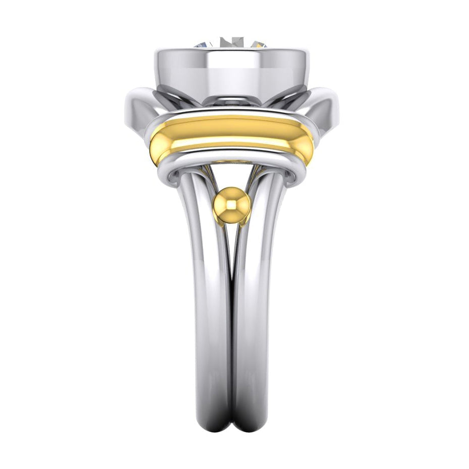 Two Tone Natural Earth Mined Diamond Solitaire Mens Ring Bezel Set 2 Carats