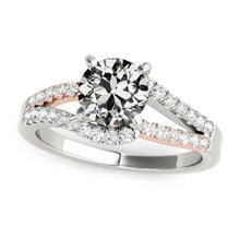 Two Tone Round Old Cut Natural Diamond Ring Split Shank 3.75 Carats