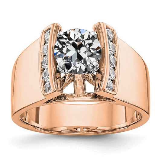 natural round diamond 3.25ct ring front view