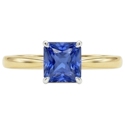 natural radiant sapphire 1.50ct ring side angle