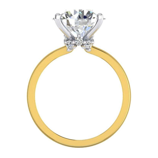 Two Tone Solitaire Ring With Accents Natural 4.50 Carats Gold Diamond Jewelry