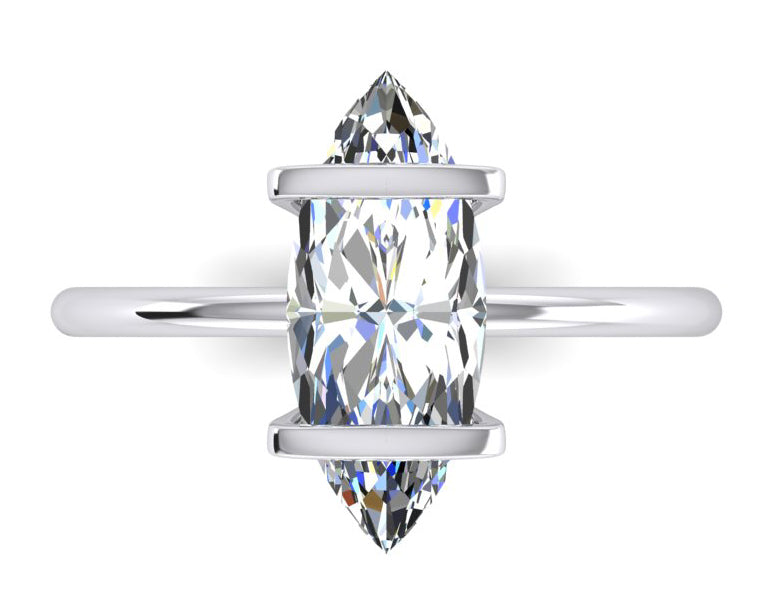 Two Bar Prong Marquise Ring Unique Style