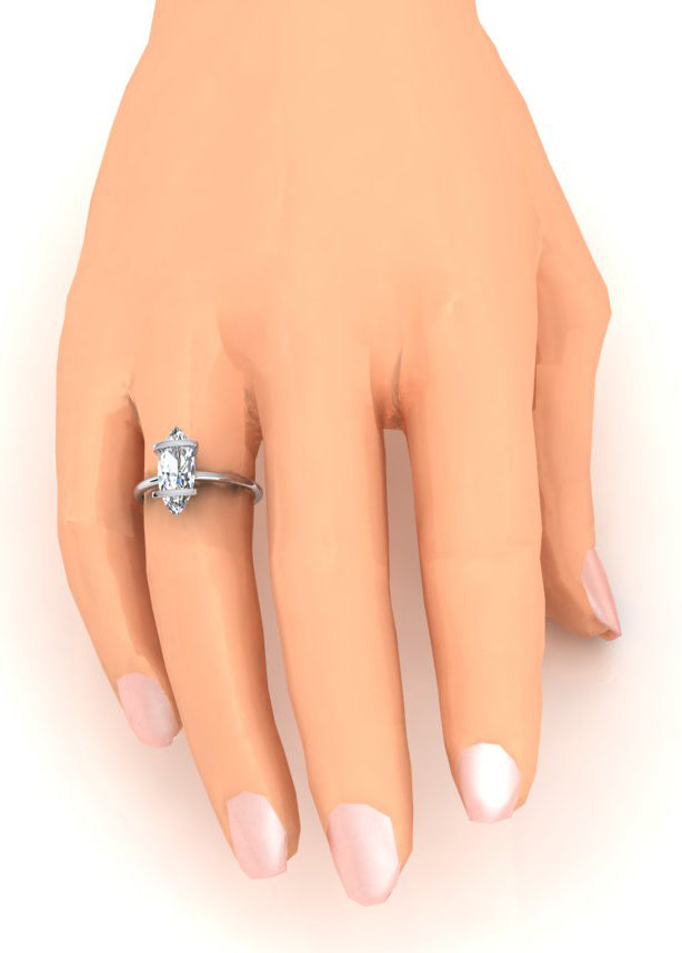 Two Bar Prong Marquise Ring Unique Style