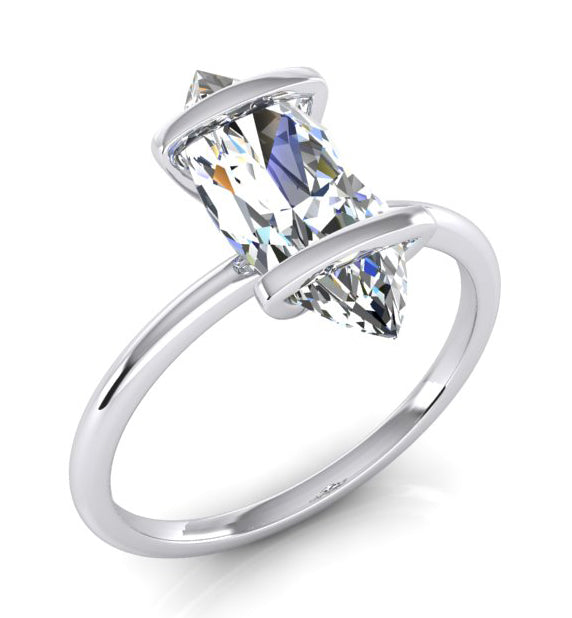 Two Bar Prong Marquise Ring Unique Style