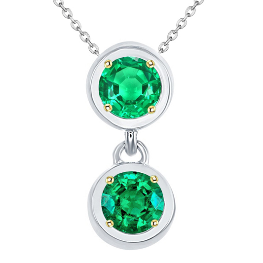 Gemstone Pendant 14 Karat Two Tone Gold with Colombian Emerald – main view