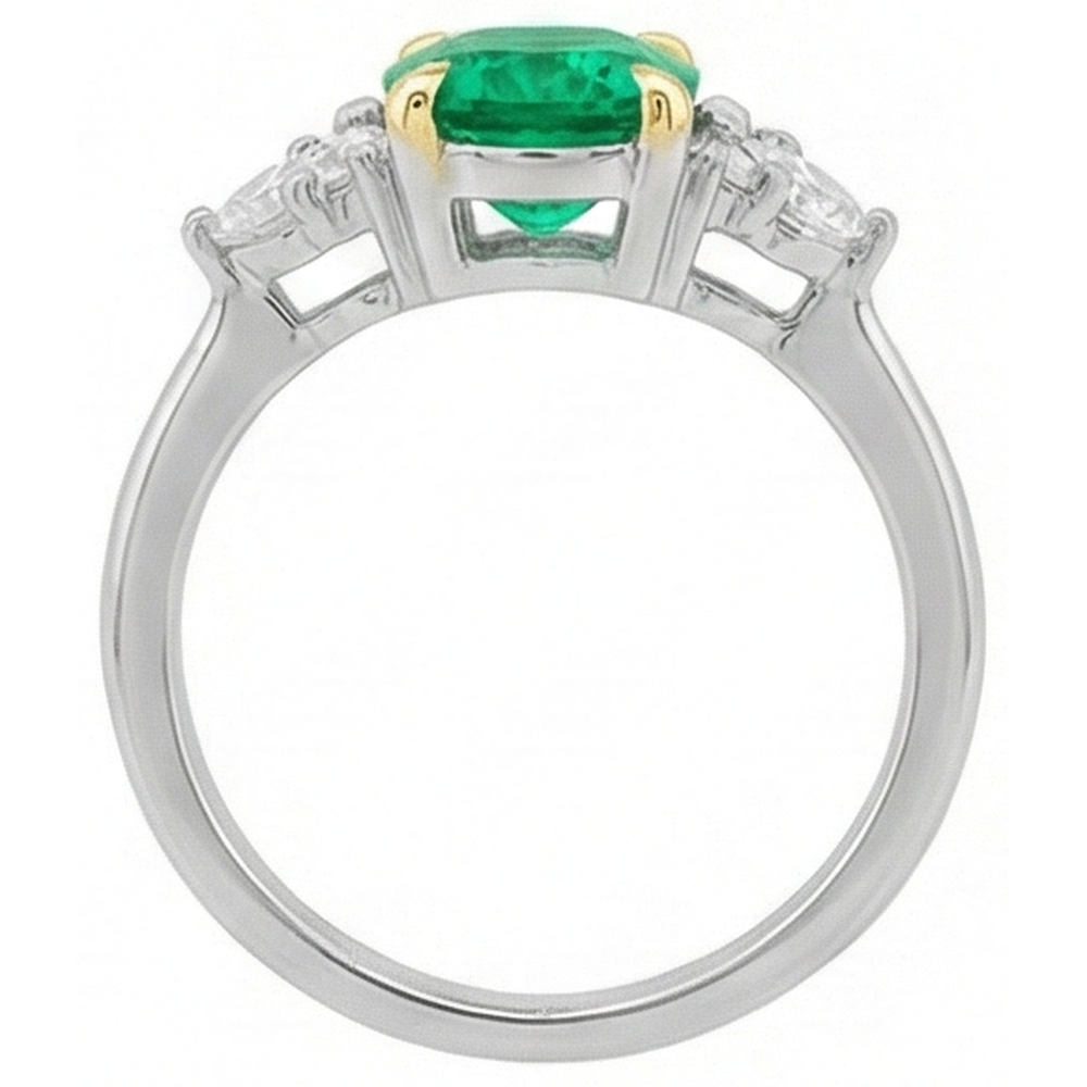 Natural Emerald Precious Stone Ring 1.50 ct Two-Tone 14K Gold – back view