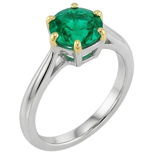 Earth-Mined Fine Emerald Precious Stone Ring – front view