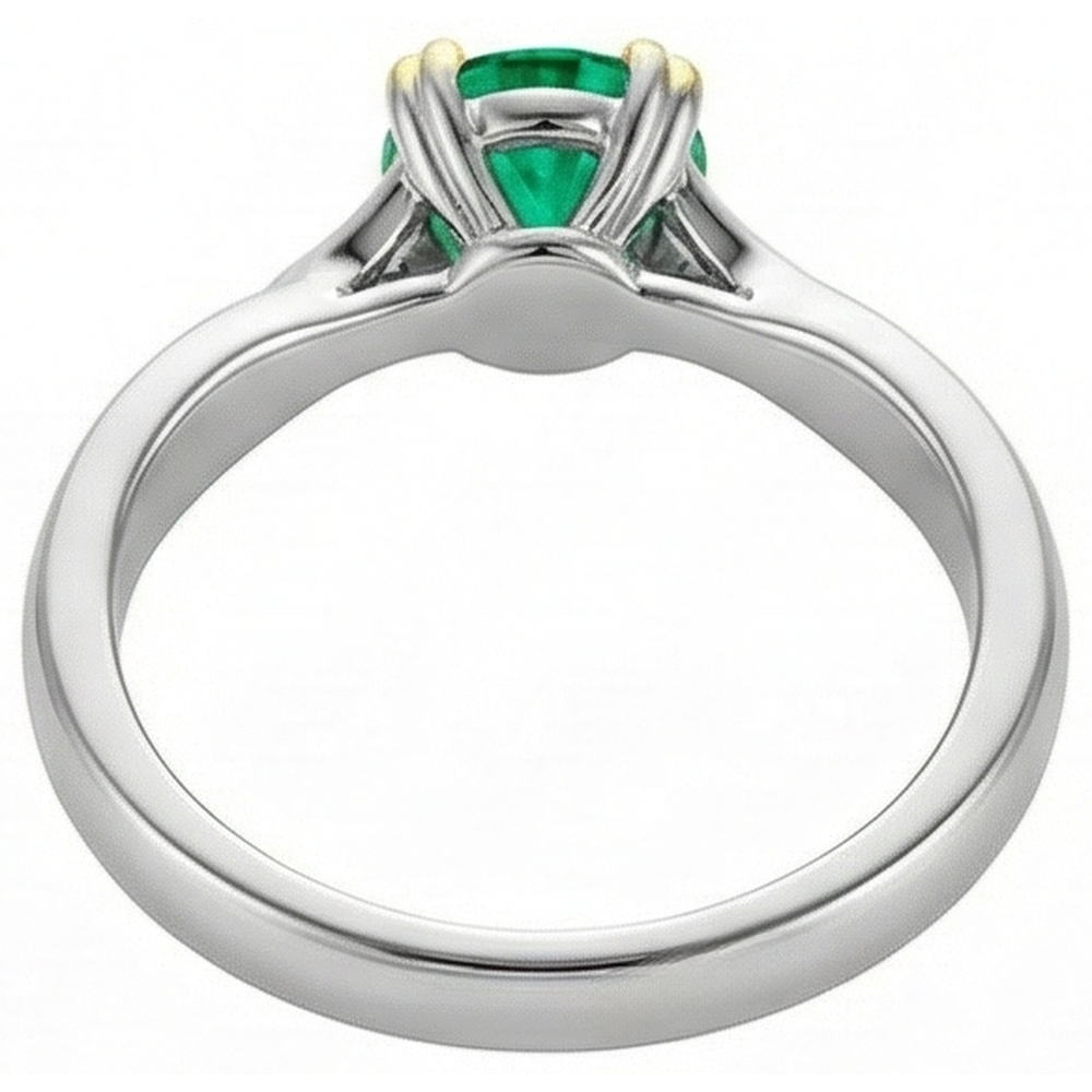 Gemstone Ring Two-Tone 14K Gold with Emerald – top view