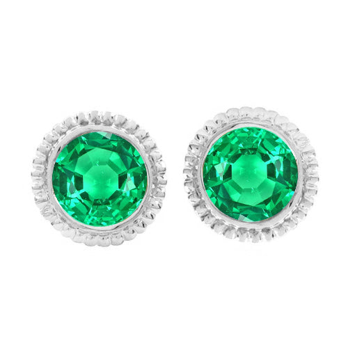 Earth-Mined Colombian Emerald Gemstone Earring 2 ct 14 Karat White Gold – main view