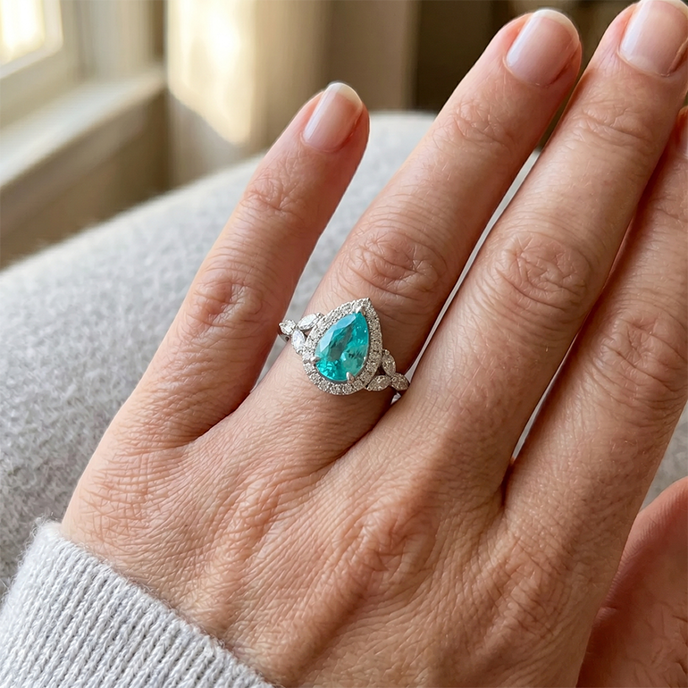 VVS Clarity Precious Stone Ring – Paraiba Tourmaline 2.25 ct 14K