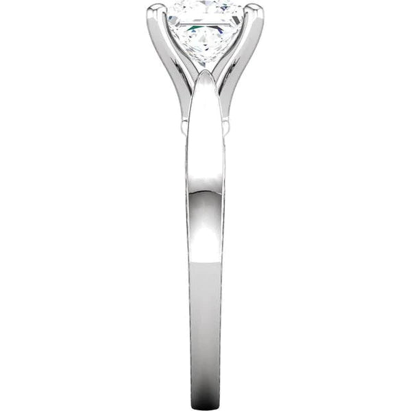 Vintage Style 2 Carat Princess Real Diamond Solitaire Ring White Gold 14K