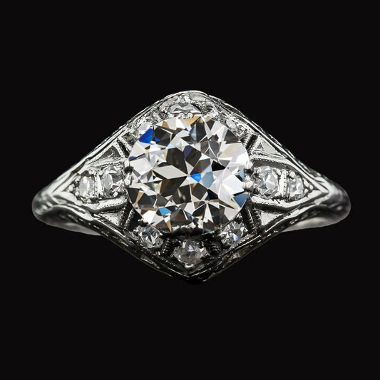 natural round diamond 3.50ct ring front view