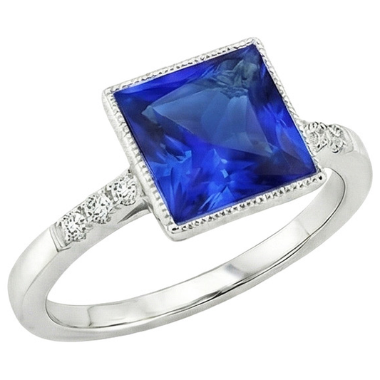 natural round sapphire 3.75ct ring side angle