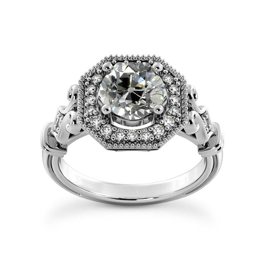 natural round diamond 3.50ct ring front view