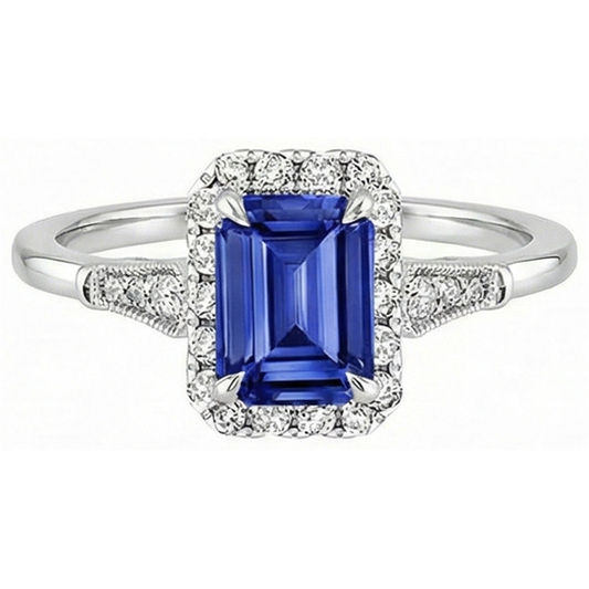 natural emerald sapphire 4.25ct ring close up detail