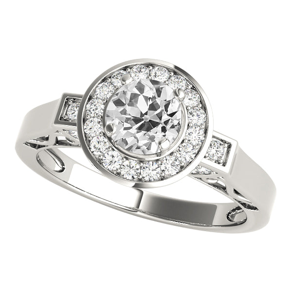 Vintage Style Halo Round Old Cut Real Diamond Ring Gold 3.50 Carats