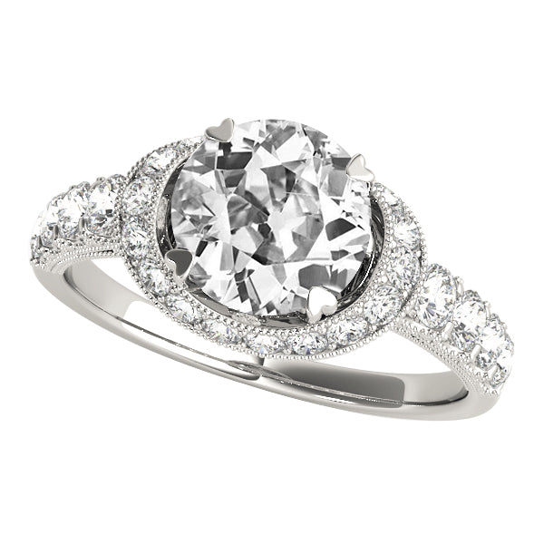 Vintage Style Halo Round Old Mine Cut Genuine Diamonds 6 Carats Milgrain
