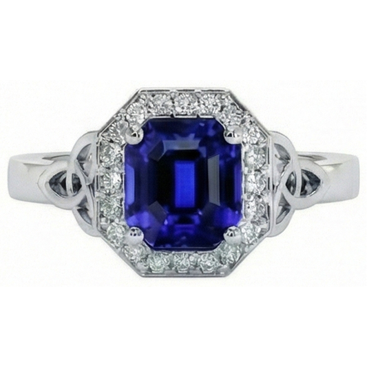 Vintage Style Natural Earth Mined Diamond & Emerald Sri Lankan Sapphire Ring 6 Carats New