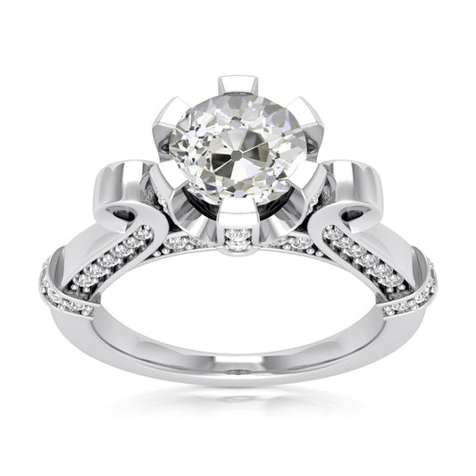 natural round diamond 5ct ring front view