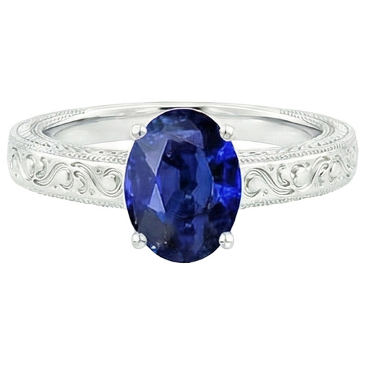 Vintage Style Solitaire Oval Natural Blue Ceylon Sapphire 4.50 Carats