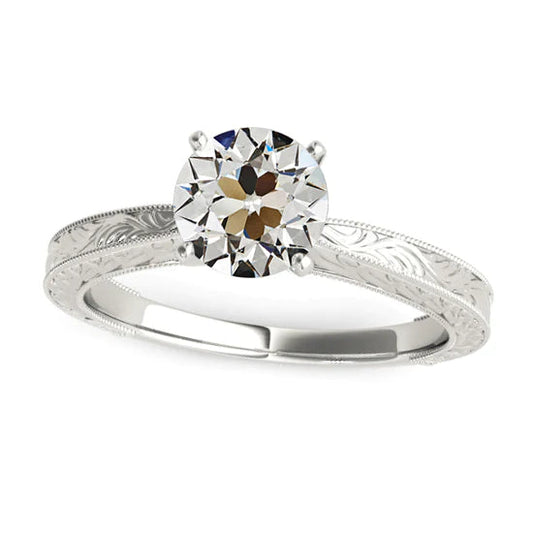 natural round diamond 2ct ring front view