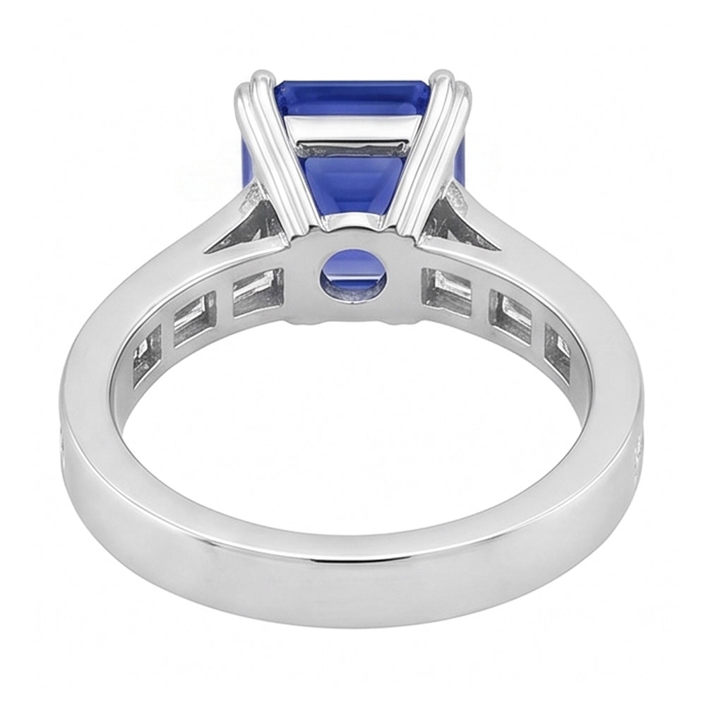 Vivid Royal Blue Sapphire And Natural Earth Mined Diamond Ring