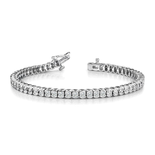 WG 14K Sparkling Half Bezel Set 4.50 Carats Natural Diamonds Tennis Bracelet