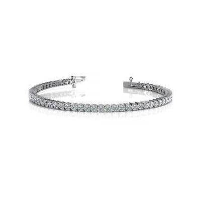 WG 14K Two Prong Set Round Real Diamond Tennis Bracelet 6.20 Ct