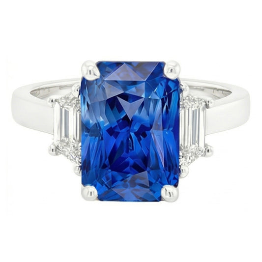 natural radiant sapphire 1.75ct ring side angle