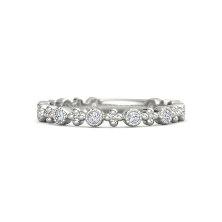 Wedding Band Real Diamond 0.55 Carats Antique Style 14K White Gold Jewelry