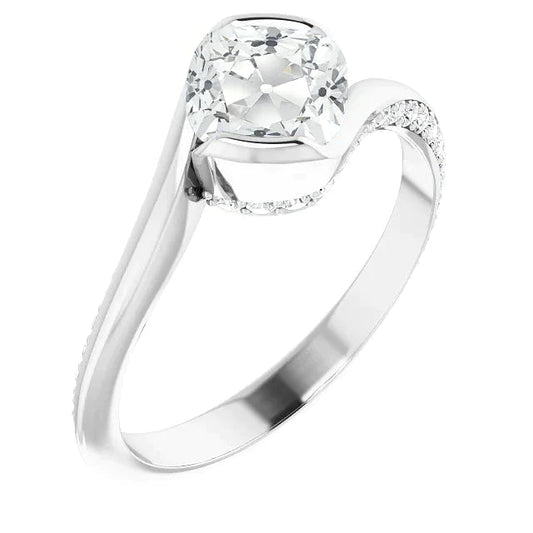 natural cushion diamond 4ct ring front view