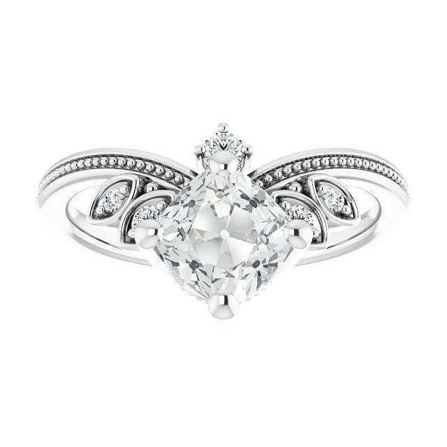 Wedding Ring Enhancer Cushion Old Cut Real Diamond Beaded Style 5.75 Carats