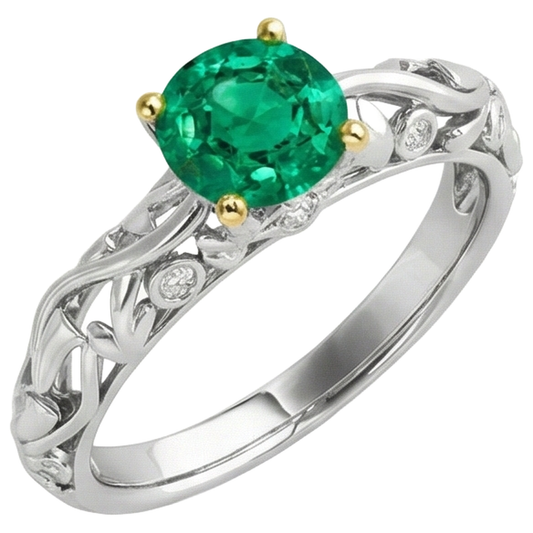Refined Fine Emerald Colored Stone Ring 2 ct – front view
