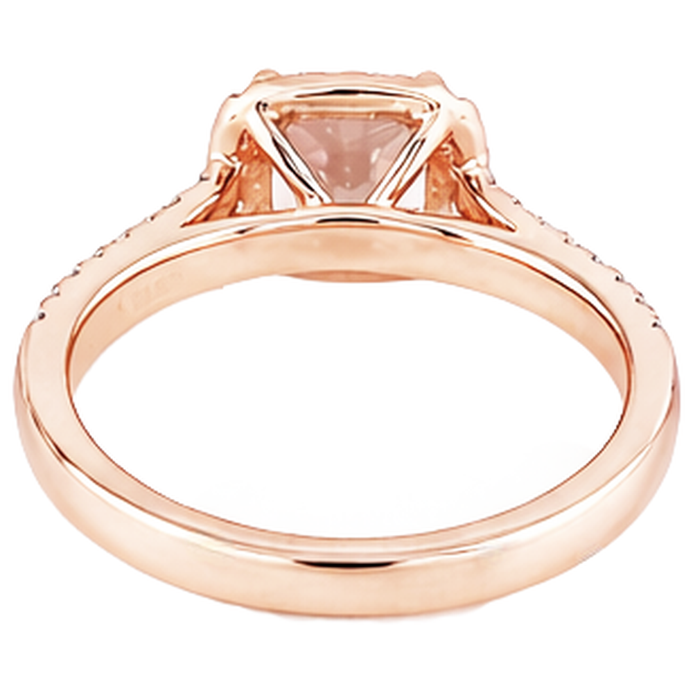 Wedding Ring Morganite And Natural Earth Mined Diamonds 15.75 Ct 14K Rose Gold