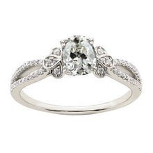 Wedding Ring Oval Old Cut Real Diamond Floral Split Shank 4.20 Carats