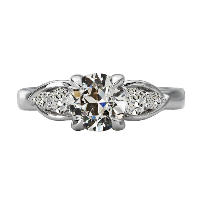 Wedding Ring Round Old European Real Diamond Ladies Jewelry 4.50 Carats